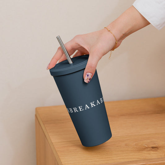 UNBREAKABLE INSULATED TUMBLER W/ STRAW