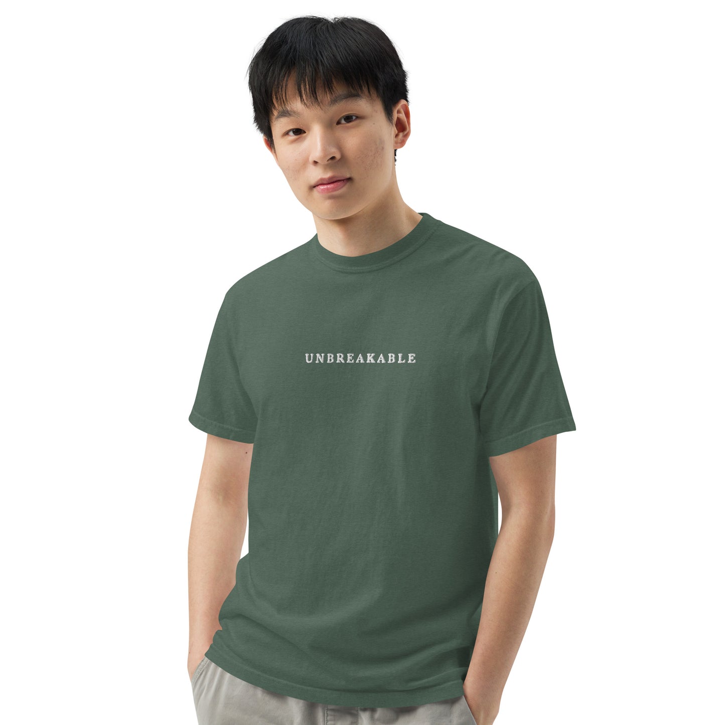 UNBREAKABLE EMBROIDERED UNISEX TEE - SPRUCE