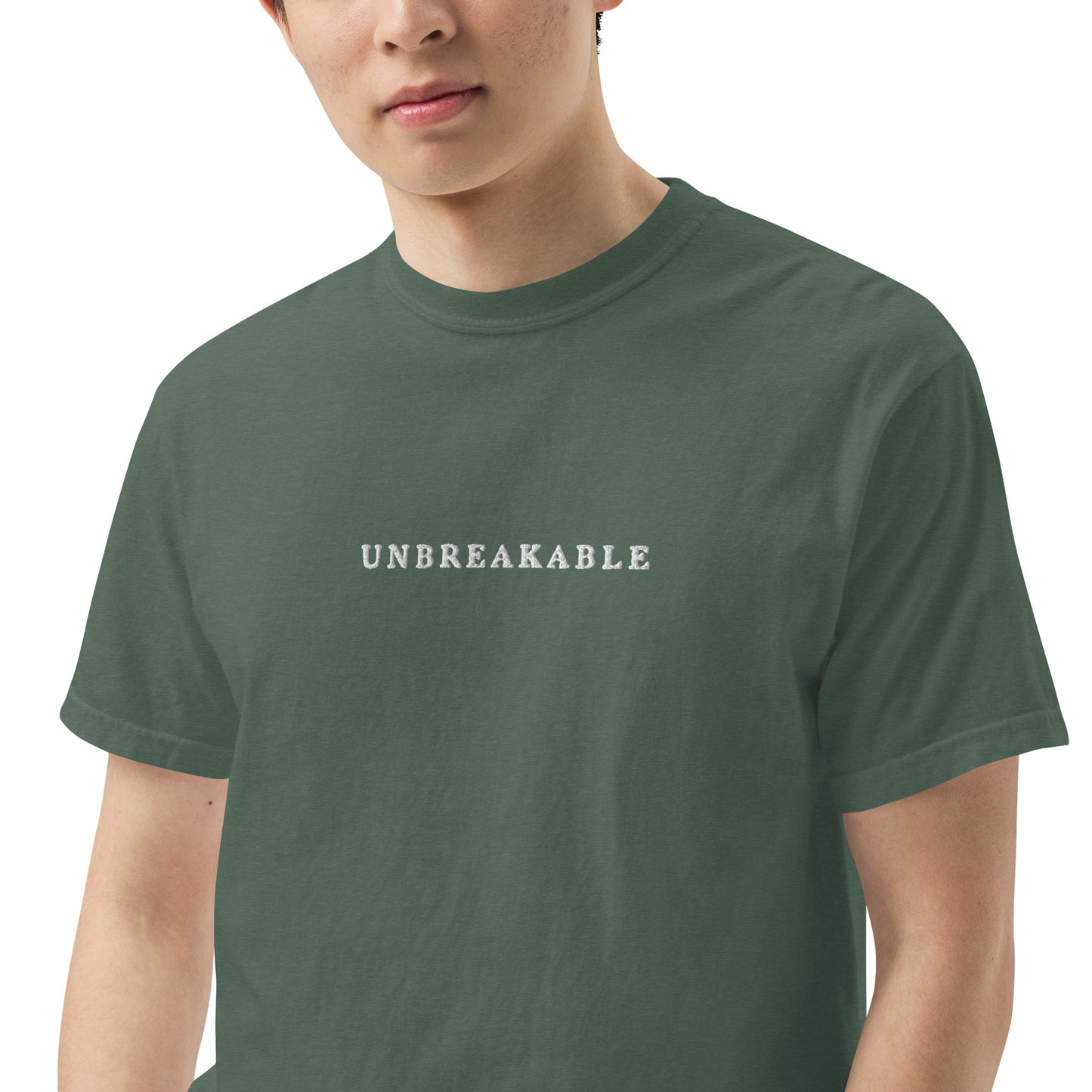 UNBREAKABLE EMBROIDERED UNISEX TEE - SPRUCE