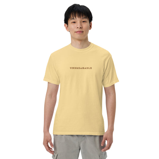 UNBREAKABLE EMBROIDERED UNISEX TEE - BUTTER