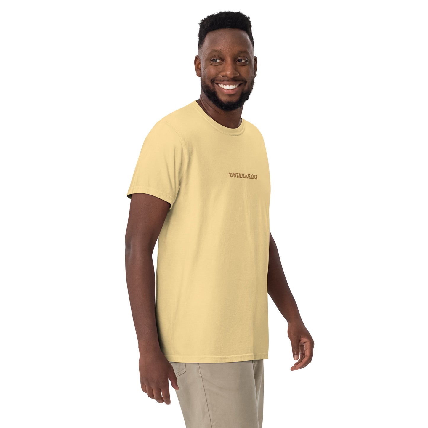 UNBREAKABLE EMBROIDERED UNISEX TEE - BUTTER