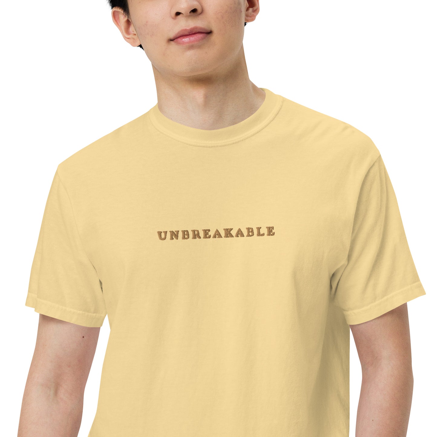 UNBREAKABLE EMBROIDERED UNISEX TEE - BUTTER