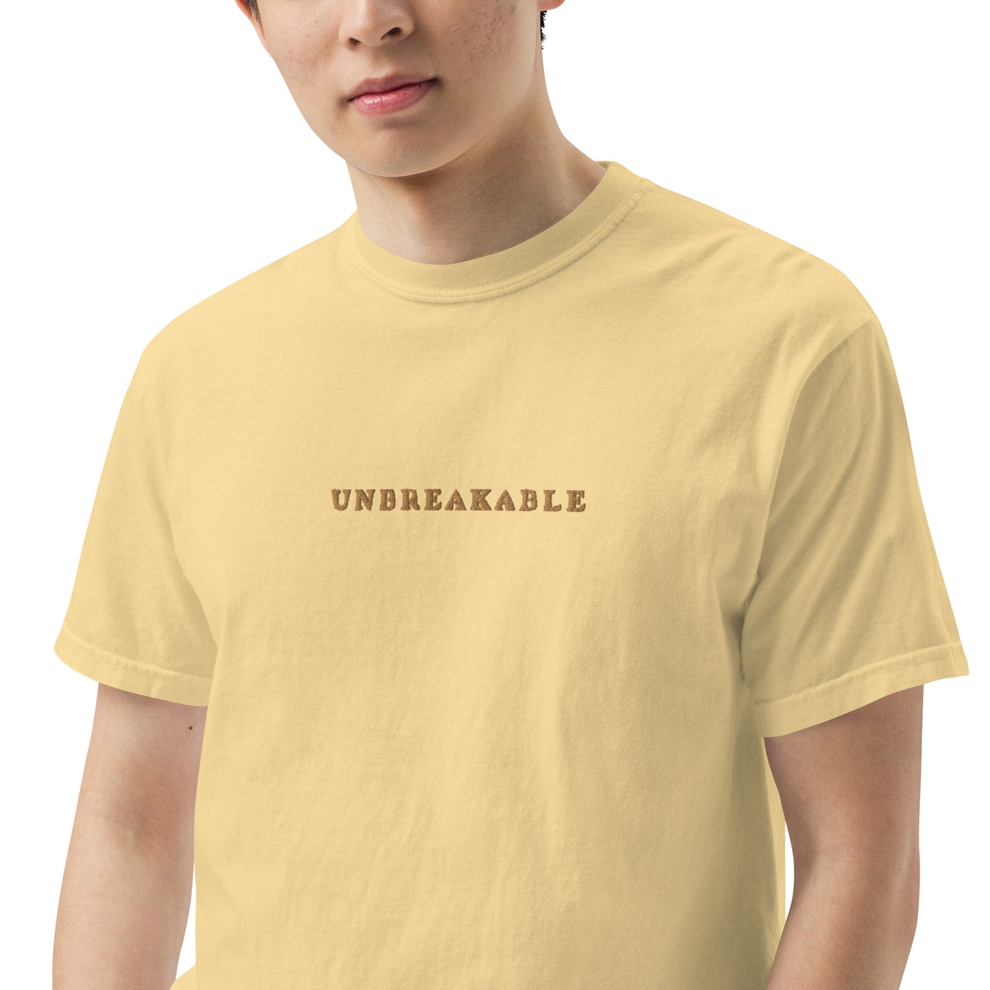 UNBREAKABLE EMBROIDERED UNISEX TEE - BUTTER