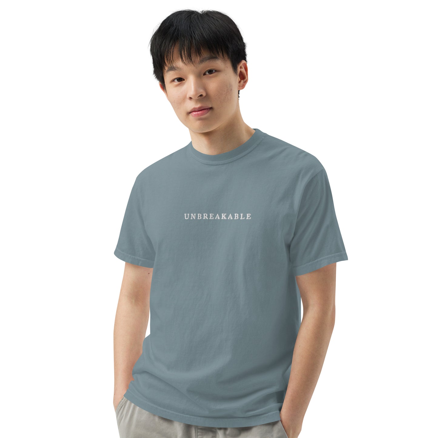 UNBREAKABLE EMBROIDERED UNISEX TEE - VINTAGE BLUE