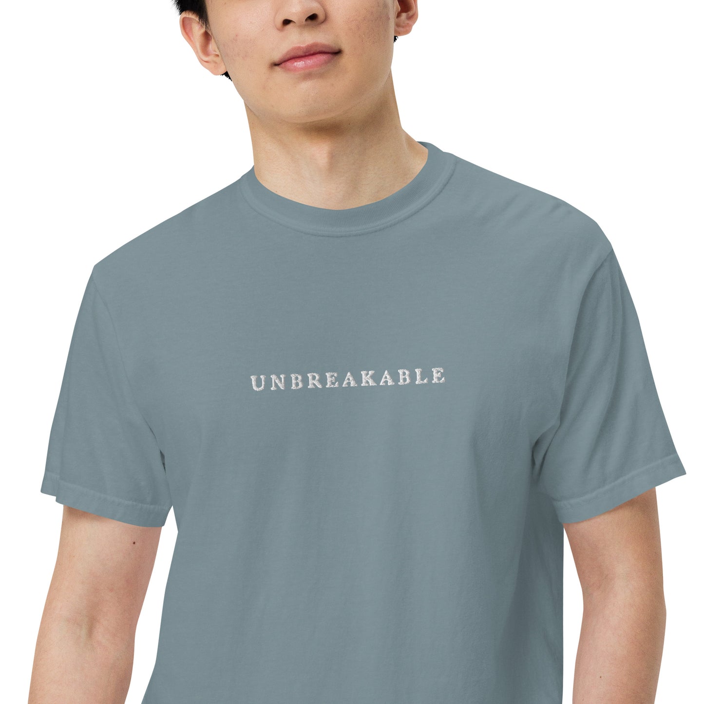 UNBREAKABLE EMBROIDERED UNISEX TEE - VINTAGE BLUE