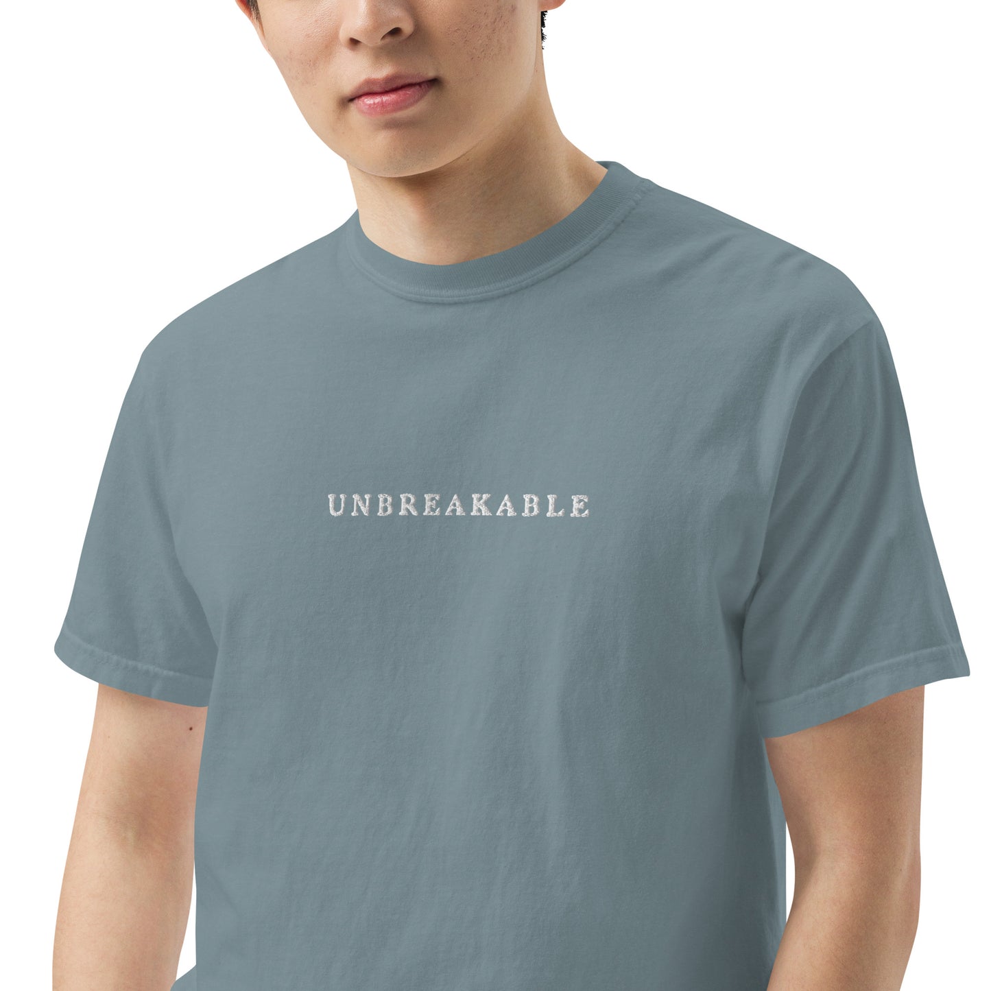 UNBREAKABLE EMBROIDERED UNISEX TEE - VINTAGE BLUE