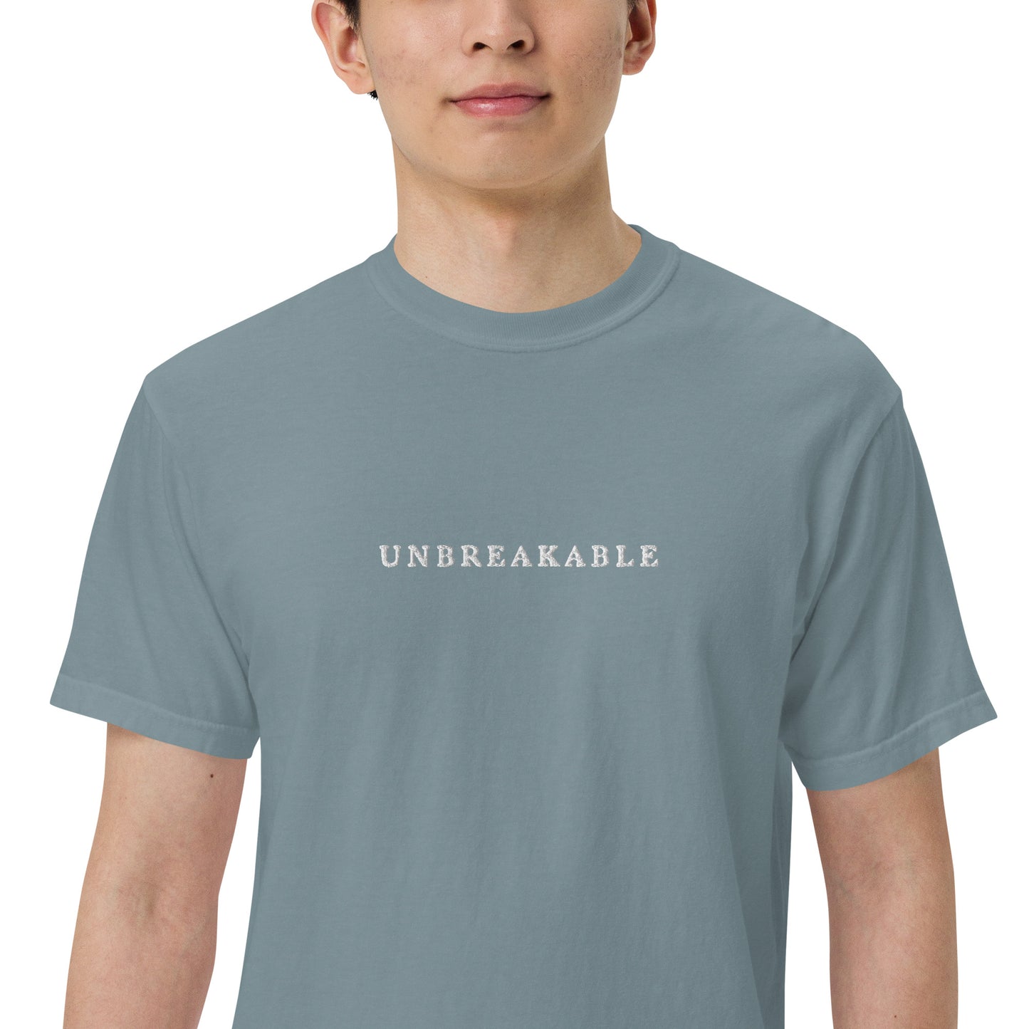 UNBREAKABLE EMBROIDERED UNISEX TEE - VINTAGE BLUE