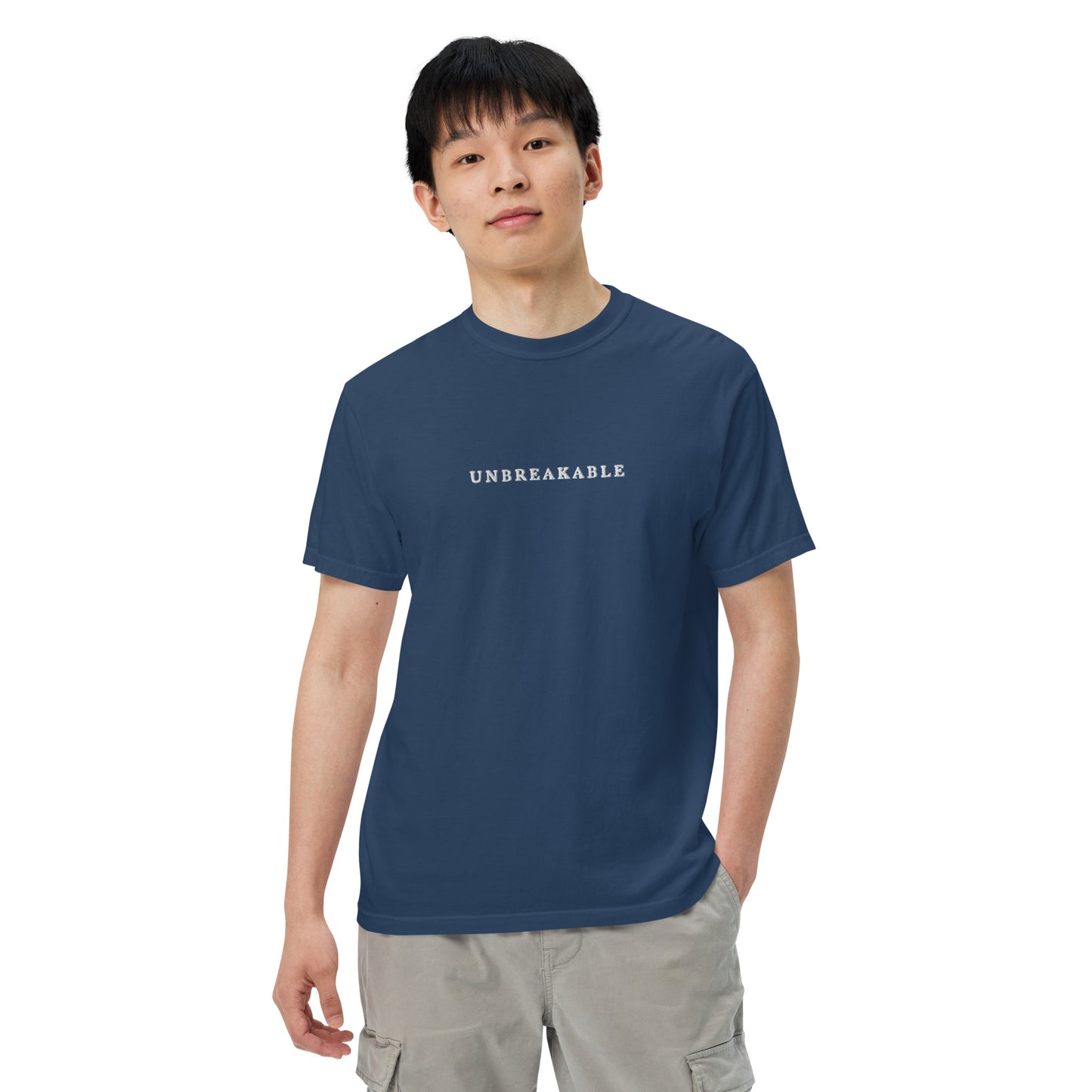 UNBREAKABLE EMBROIDERED UNISEX TEE - TRUE NAVY