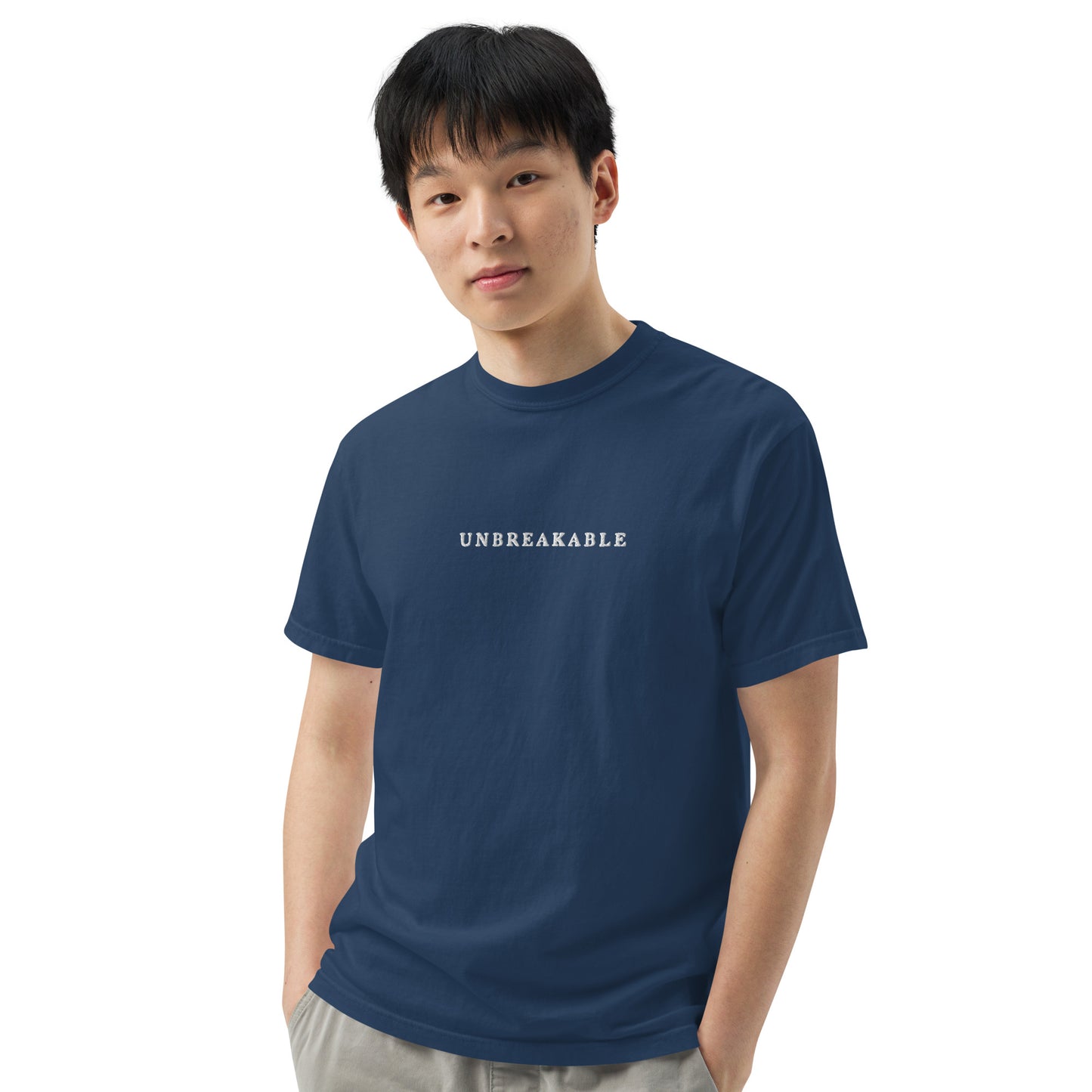 UNBREAKABLE EMBROIDERED UNISEX TEE - TRUE NAVY