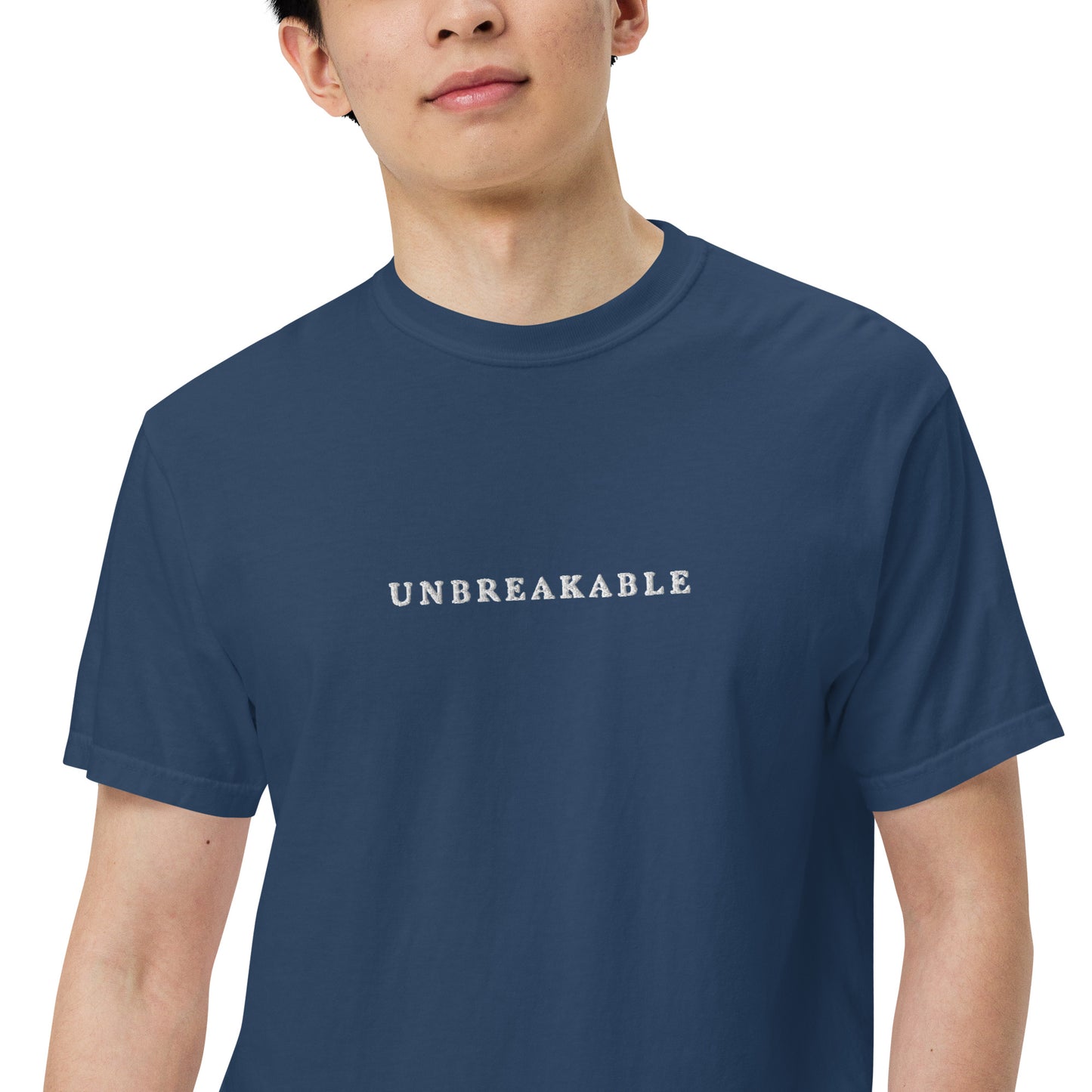 UNBREAKABLE EMBROIDERED UNISEX TEE - TRUE NAVY