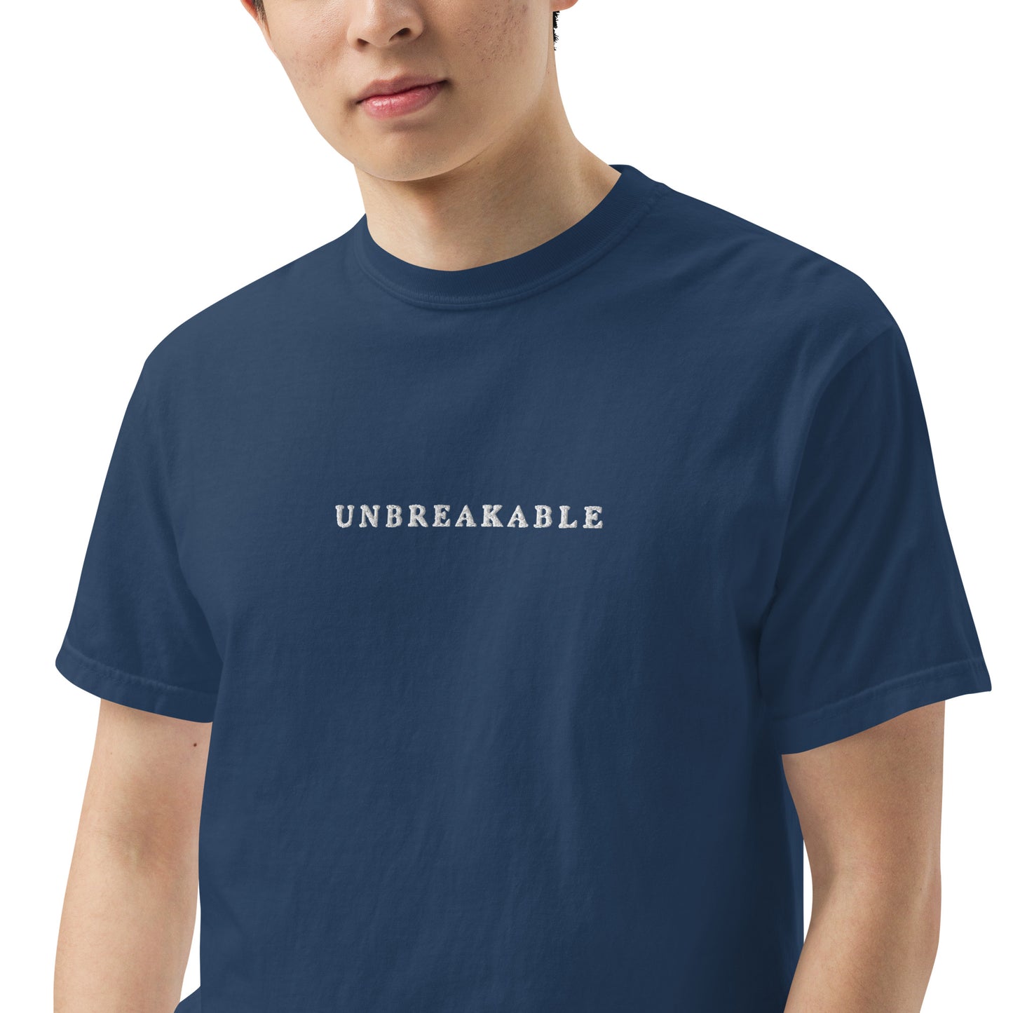 UNBREAKABLE EMBROIDERED UNISEX TEE - TRUE NAVY