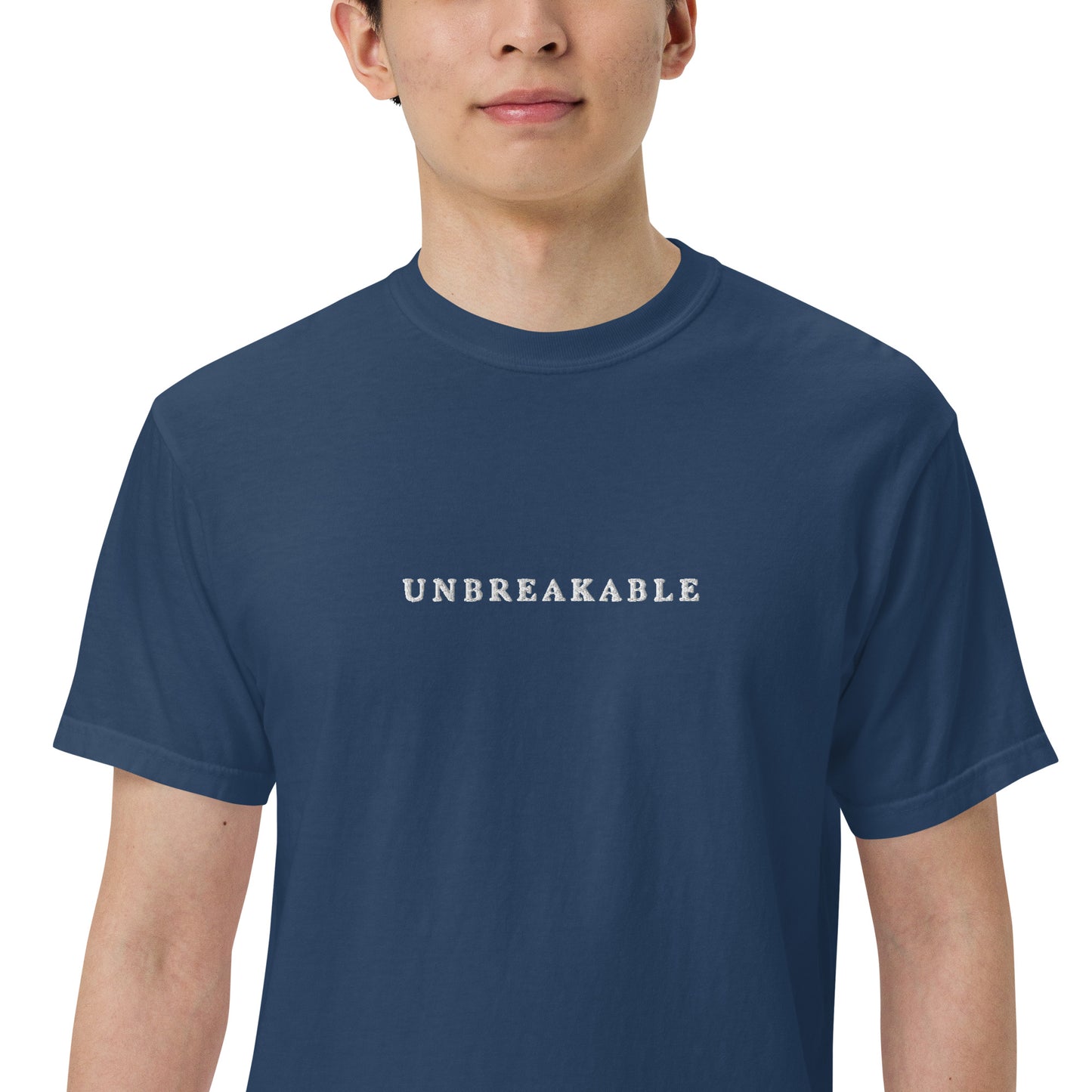 UNBREAKABLE EMBROIDERED UNISEX TEE - TRUE NAVY