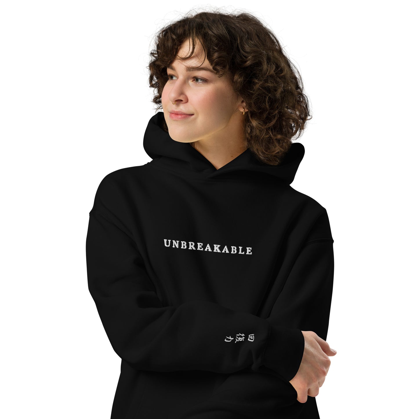 UNBREAKABLE EMBROIDERED UNISEX HOODIE - BLACK