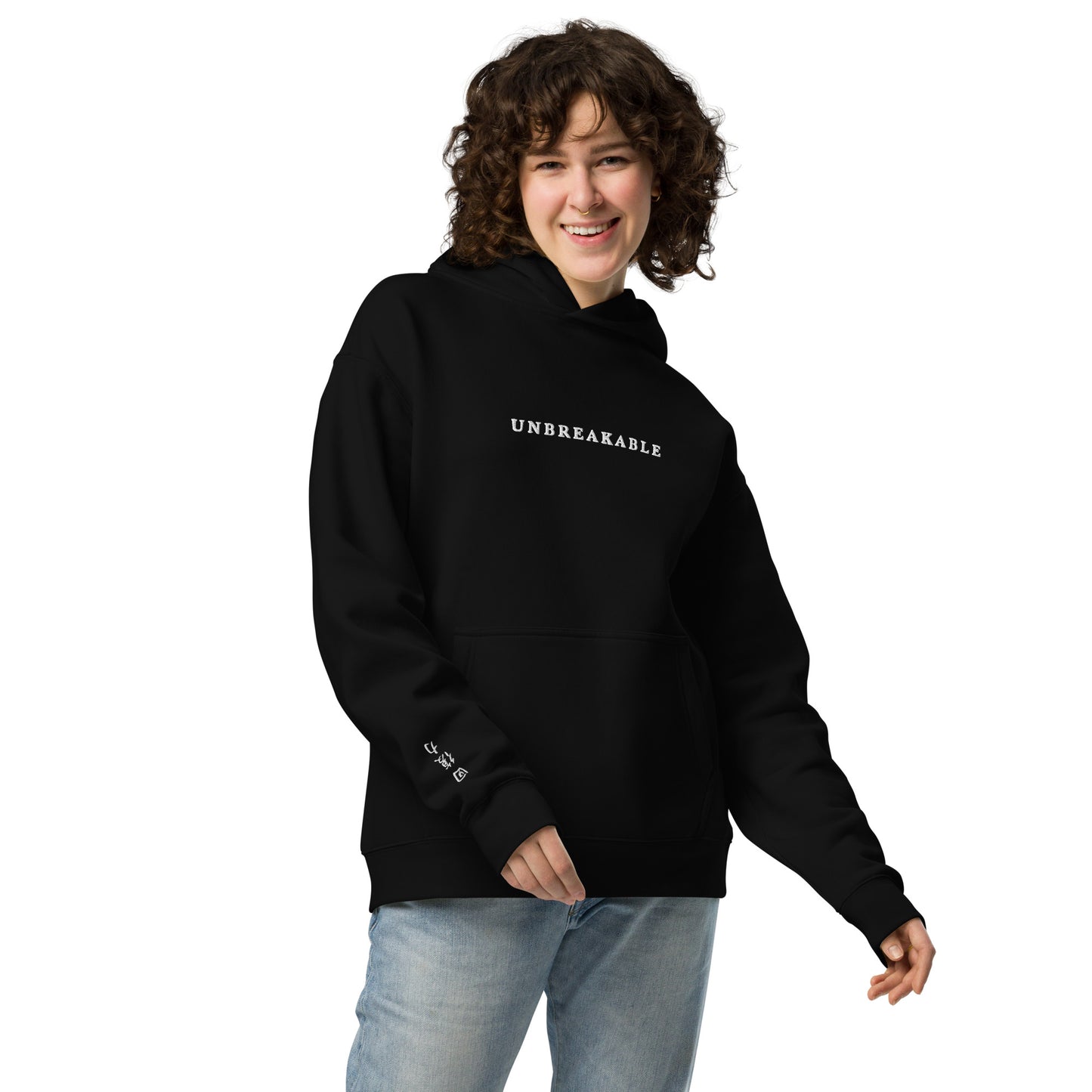 UNBREAKABLE EMBROIDERED UNISEX HOODIE - BLACK