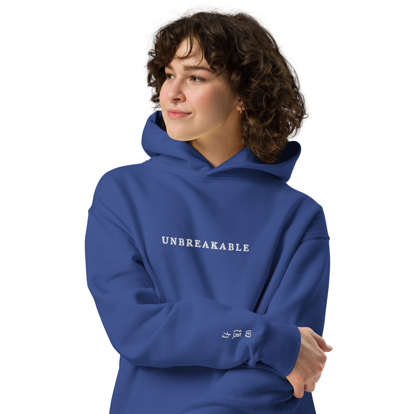 UNBREAKABLE EMBROIDERED UNISEX HOODIE - COBALT