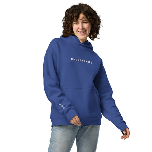 UNBREAKABLE EMBROIDERED UNISEX HOODIE - COBALT