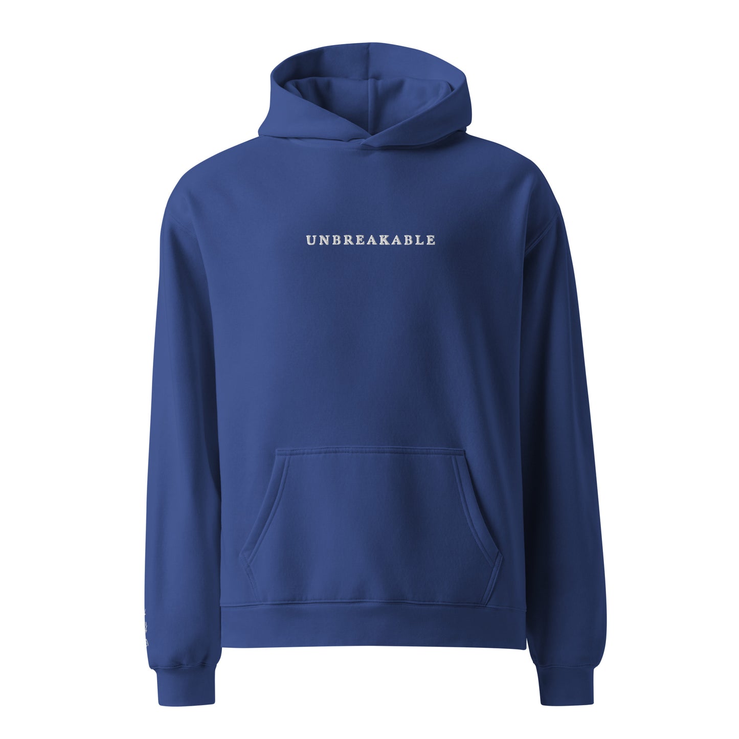 UNBREAKABLE EMBROIDERED UNISEX HOODIE - COBALT