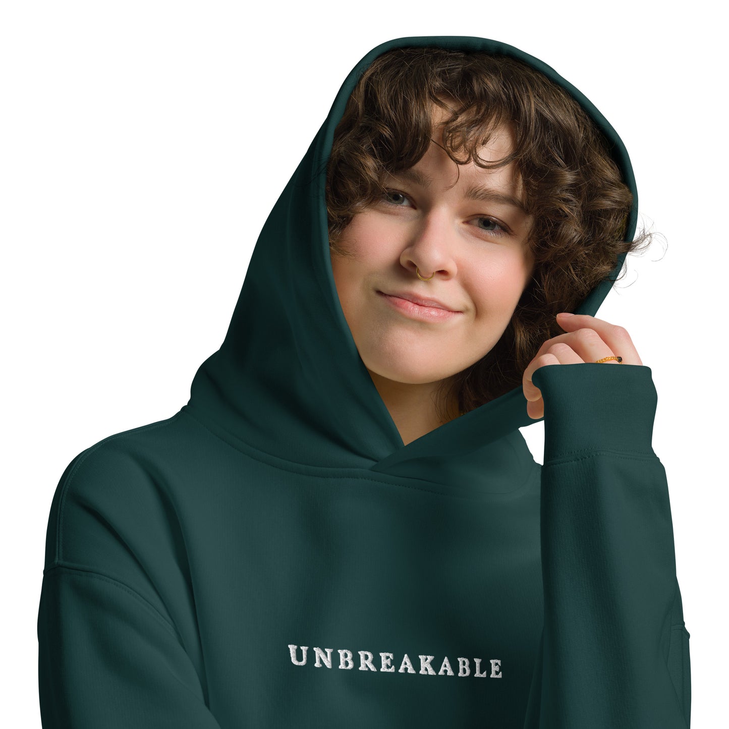 UNBREAKABLE EMBROIDERED UNISEX HOODIE - PINE