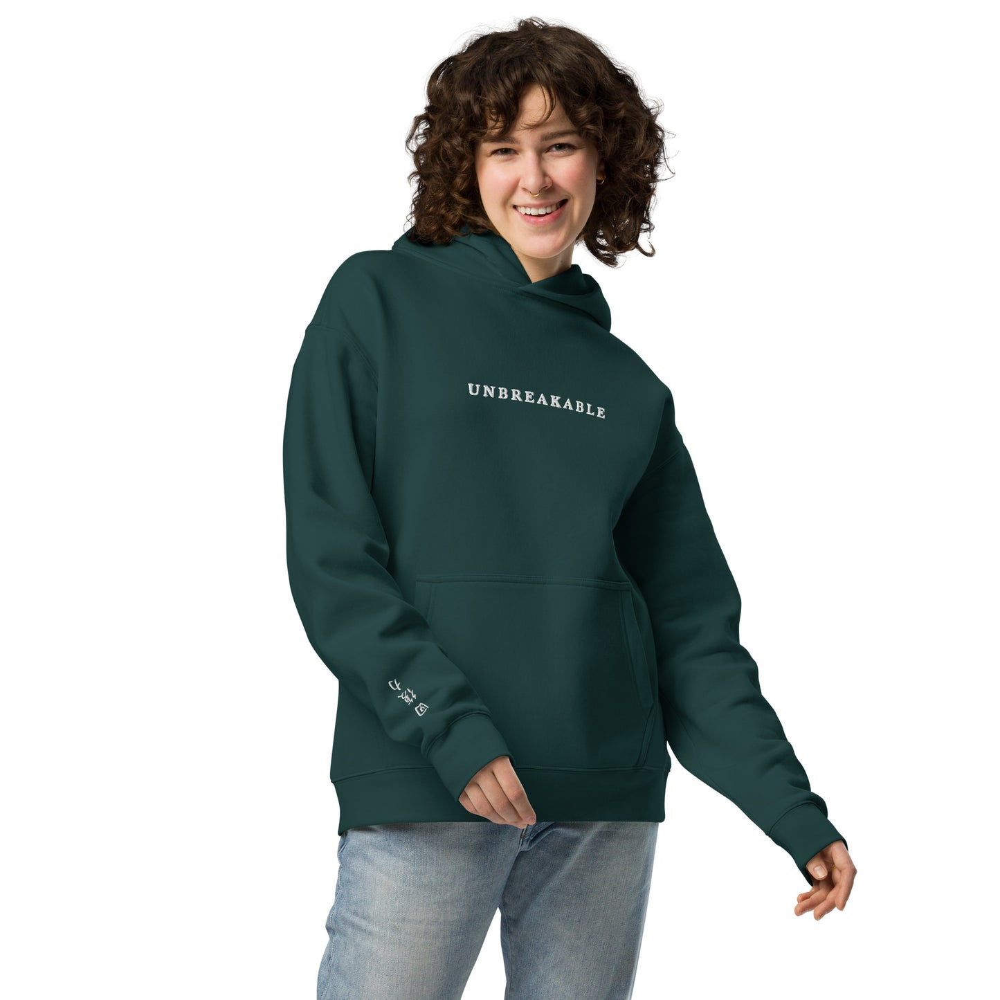 UNBREAKABLE EMBROIDERED UNISEX HOODIE - PINE